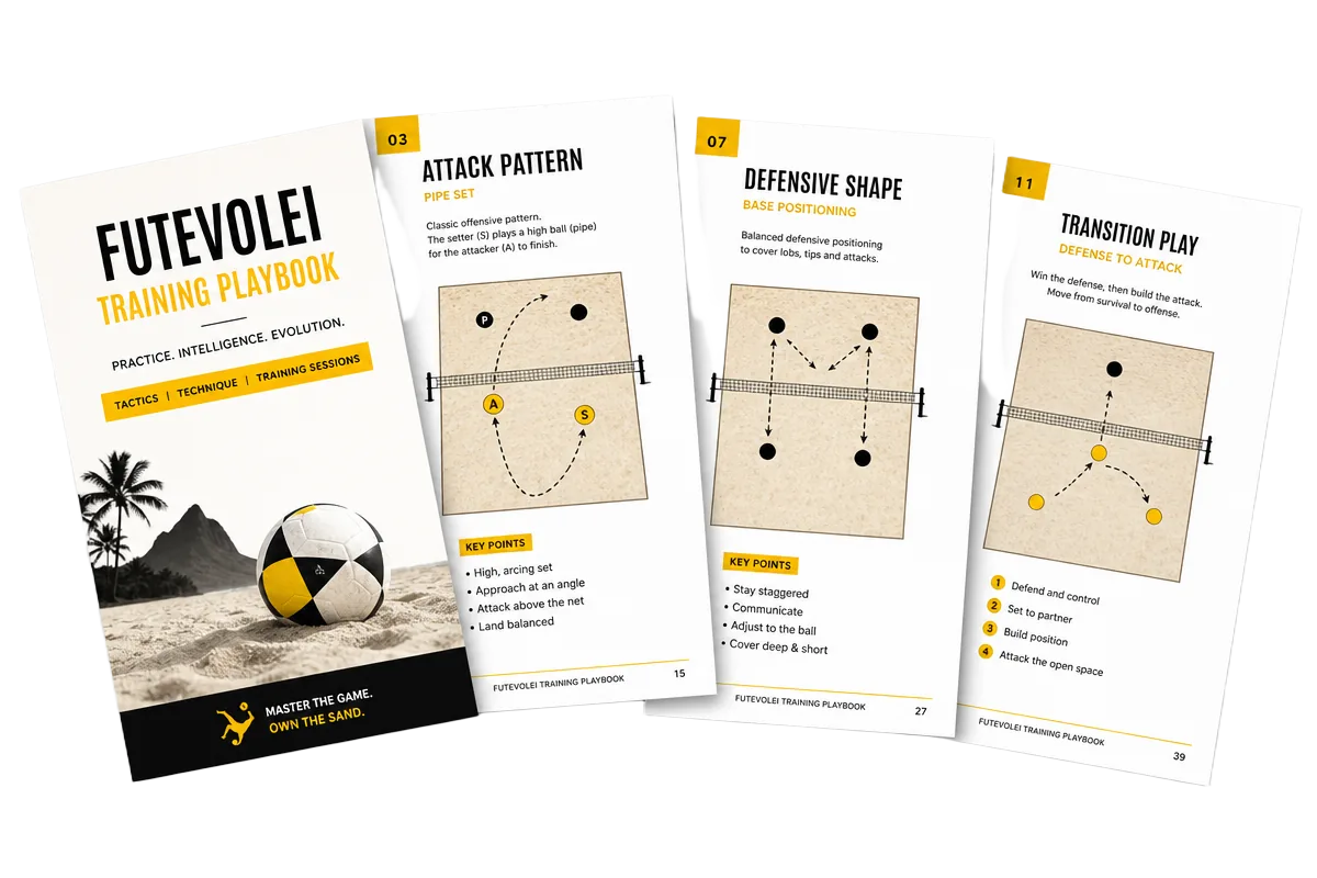 Páginas internas do material com diagramas de quadra de futevôlei